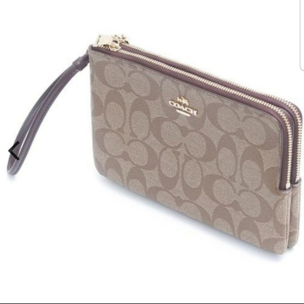 Coach signature PVC  Double zip wallet  Wristlet.